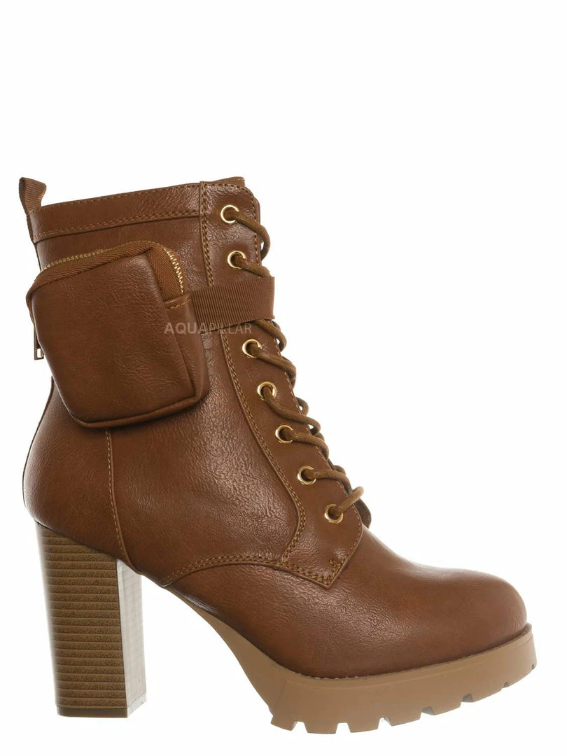 Forever Link New Match18 Fashion Combat Bootie W Pocket Pouch - Women Heel Ankle Boot