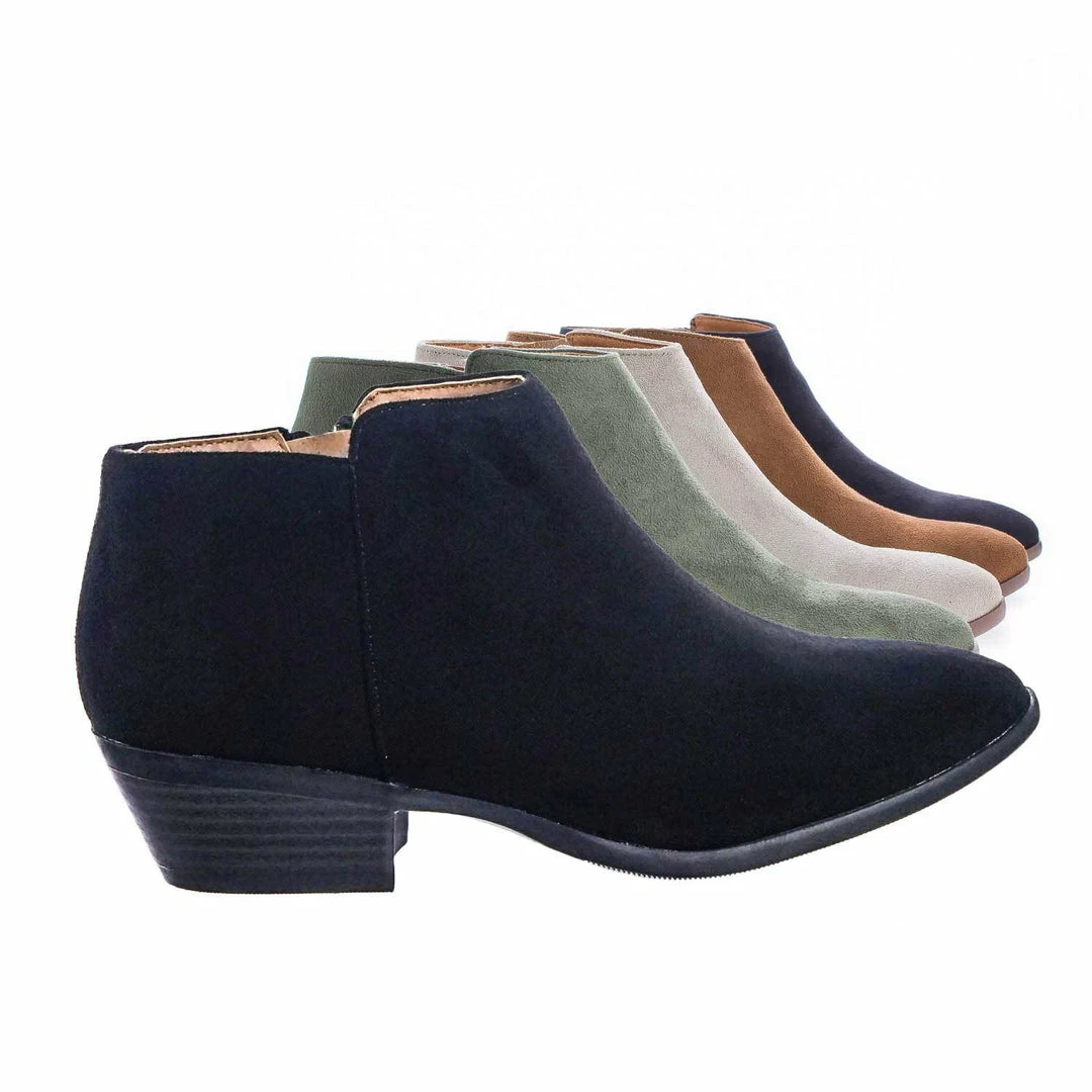 Aquapillar New Mug Western Low Chunky Block Heel Bootie - Women Ankle Boots W Stack Heel