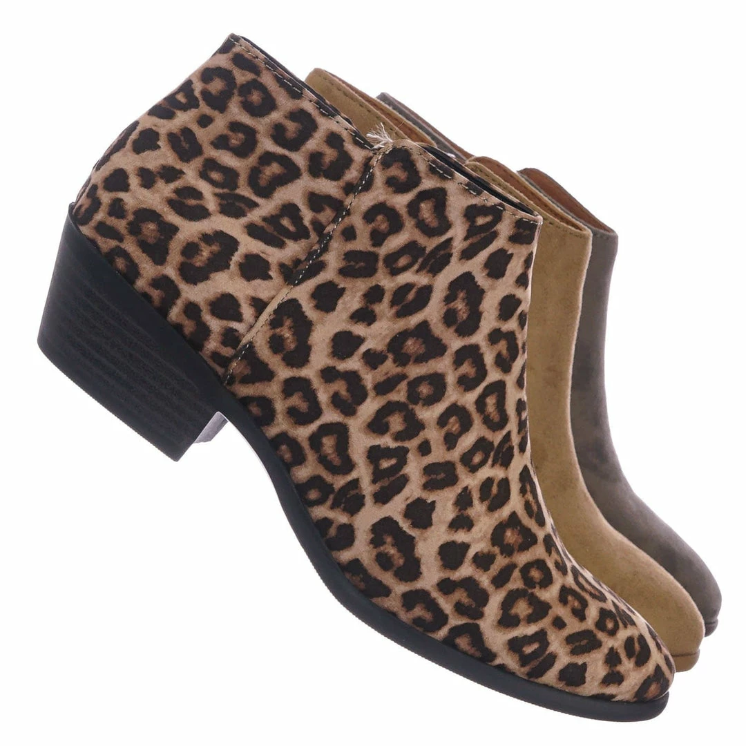 Aquapillar New Mug Western Low Chunky Block Heel Bootie - Women Ankle Boots W Stack Heel