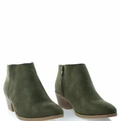 Aquapillar New Mug Western Low Chunky Block Heel Bootie - Women Ankle Boots W Stack Heel