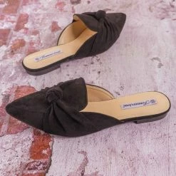 Forever Link Mules11 Knotted Pointed Toe Slides - Women's Slide In Close Toe Slipper New