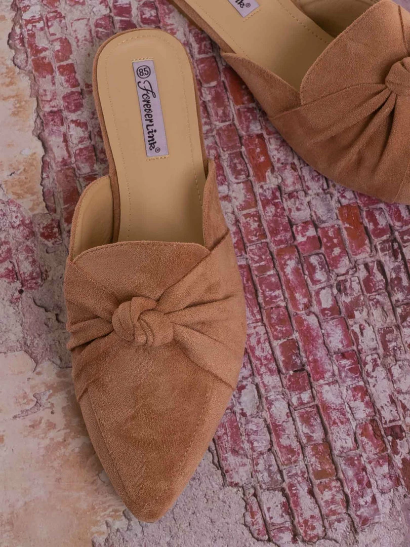 Forever Link Mules11 Knotted Pointed Toe Slides - Women's Slide In Close Toe Slipper New