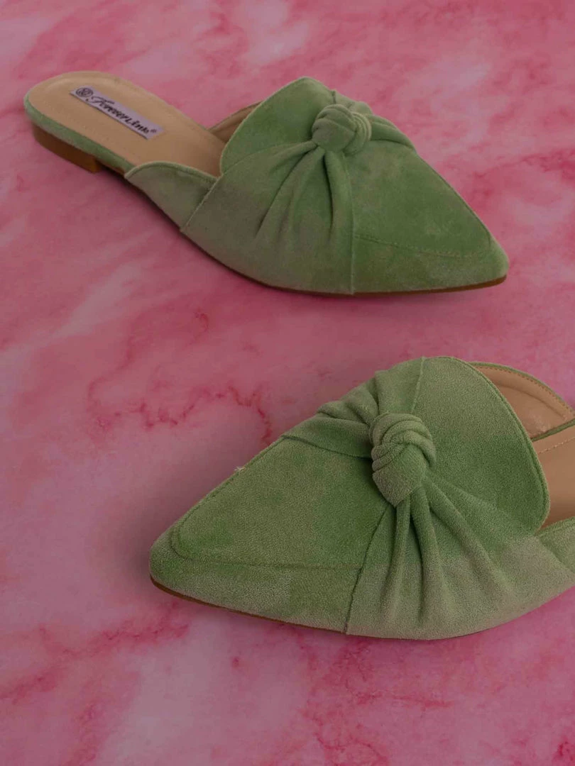 Forever Link Mules11 Knotted Pointed Toe Slides - Women's Slide In Close Toe Slipper New