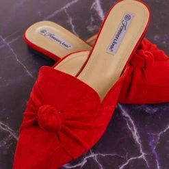 Forever Link Mules11 Knotted Pointed Toe Slides - Women's Slide In Close Toe Slipper New