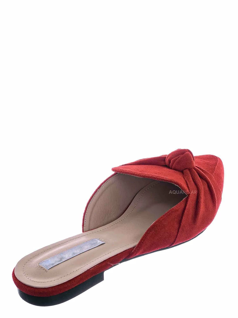 Forever Link Mules11 Knotted Pointed Toe Slides - Women's Slide In Close Toe Slipper New