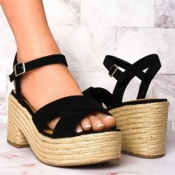 Soda Beauty Espadrille Jute Rope Platform Clog, Womens Ankle Strap Sandal New