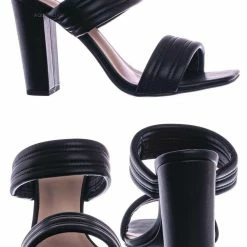 Top Moda Pita66 Puffy Quilted Chunky Heel Slipper - Womens Slip On Open Square Toe Mule New