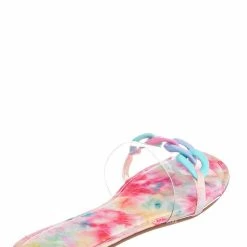 Bamboo New Laughter24 Oversized Chain On Lucite Vinyl Strap - Summer Slip On Slide Sandal