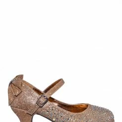 Little Angel Tasha004E Girl Rhinestone Crystal Mary Jane Pump - Kids Block Heel Dress Shoes New