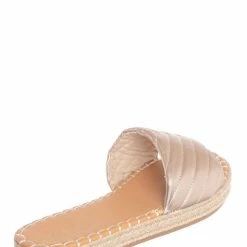 Bamboo New Healer12 Quilted Espadrille Flatform Slides - Women Platform Flat Sandal