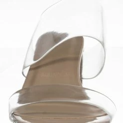 City Classified Soap Transparent Block Heel Mule - 90s Retro Lucite Clear Twin Strap Slides New