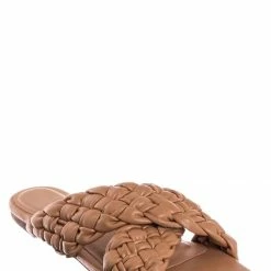 Bamboo Kick61 Thick Braided Woven Slides - Womens Open Squared Toe Slip On Mule Slipper New