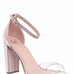 Delicious Share Block Heel Lucite Sandal - Women Chunky Open Toe W Transparent Strap