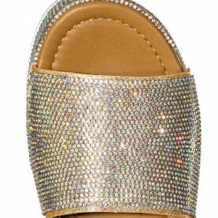 Forever Link Luxury96 Rhinestone Glitter Flatform Sandal - Women Ankle Strap Crystal Platform New