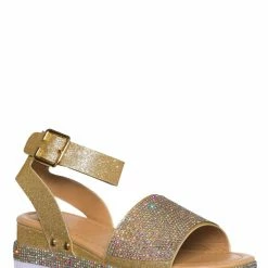 Forever Link New Luxury96K Kids Rhinestone Glitter Flatform Sandal - Little Girl Crystal Platform