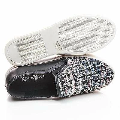 Nature Breeze Kicker09 Fabric Fabric And Sequence Embellishment Round Toe Slip On Sneakers New