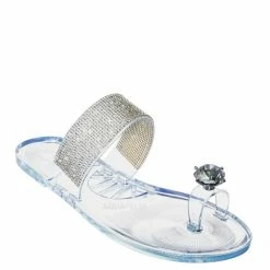Wild Diva Jolie10 Rhinestone Jelly Toe Ring Sandals - Womens Crystal Pvc Toe Loop Glides New
