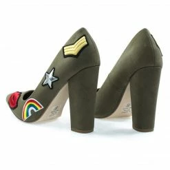OgdenP By Not Just A Pump, Embroidered Retro Graphic Lips, Rainbow, Star Patch Block Heel Pump