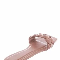 Bamboo Block19 Woven Braided Band Slipper - Womens Open Squared Toe Slip On Flat Sandal