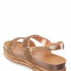 Forever Link New Lakota46 Rhinestone Espadrille Footbed Flatform Women Sandal