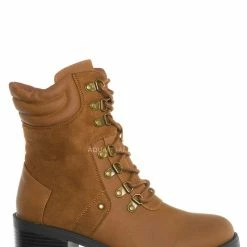 Fabulous New Please59 Block Heel Military Combat Bootie - Women Ankle Boots