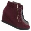 Forever Link Peggy56 90's Zip Hidden Wedge Sneaker - Athleisure Lace Up Casual Heel