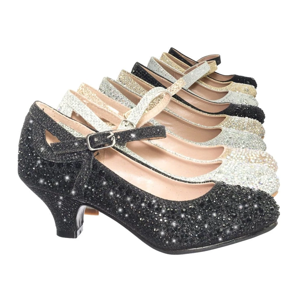 Forever Link Jemma02K Children Girl Rhinestone Crystal Glitter Pump For Wedding & Parties New