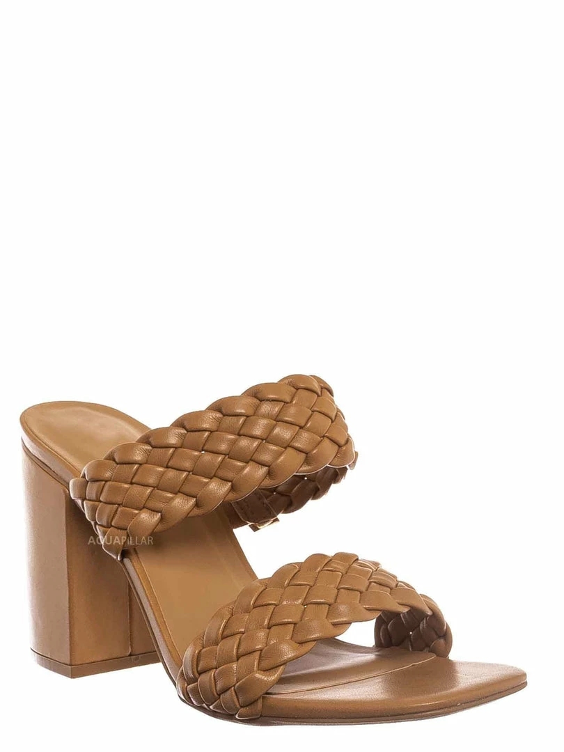 Bamboo New Milestone13 Thin Woven Block Heel Slide - Women Slipper Shoes