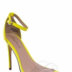 Anne Michelle New Exception10 Lucite Neon Stiletto Sandal - Women Clear High Heel Pointed Toe Shoe