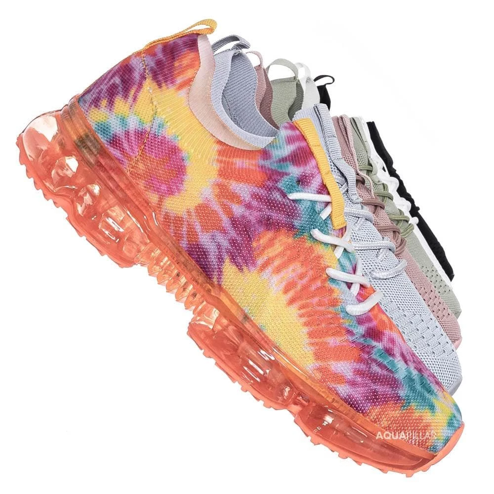 Forever Link Flow19 Stretch Elastic Mesh Sneaker - Festival Lace Up Rubber Air Bubble Cushion