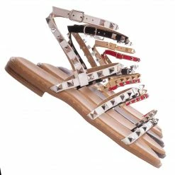 Forever Link New Ding Metal Spiked Gladiator Flat Sandal, Womens Punk Rock Shoes