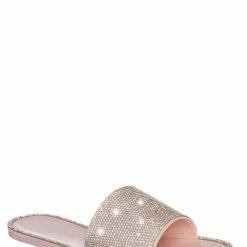 Wild Diva Jacelyn01 Rhinestone Crystal Jelly Slides - Womens Bling Embroidered Sandals