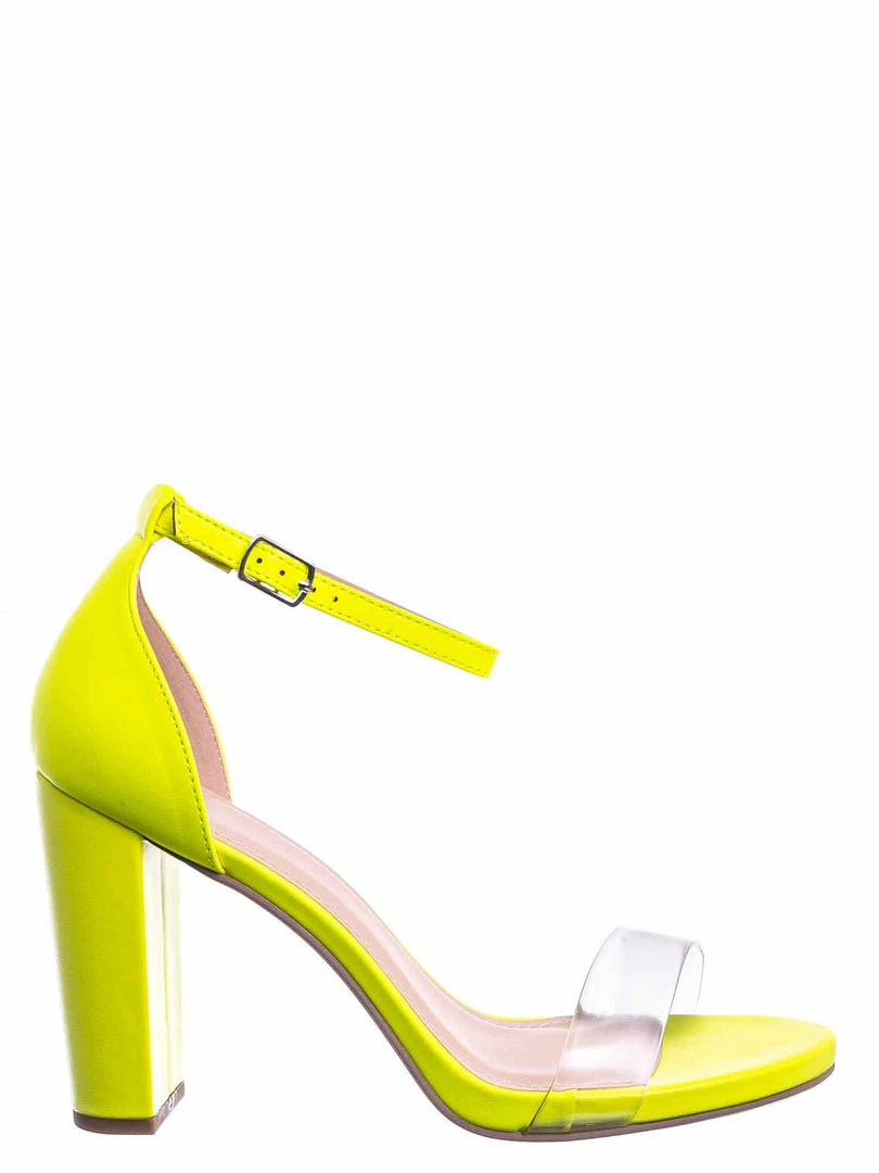 Delicious Share Block Heel Lucite Sandal - Women Chunky Open Toe W Transparent Strap