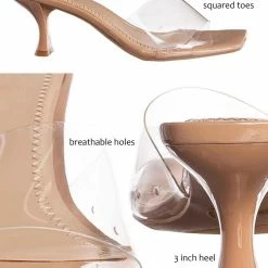 Anne Michelle Align03 Square Toe Slide In Mule - Women High Heel Slipper Cow Vinyl New