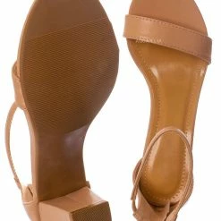 Top Moda Hannah1 Chunky Heel Two Piece Sandal - Women Evening Open Toe Dress Shoes New