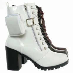 Forever Link Access39 Combat Bootie W Pouch - Women High Heel Ankle Boots New