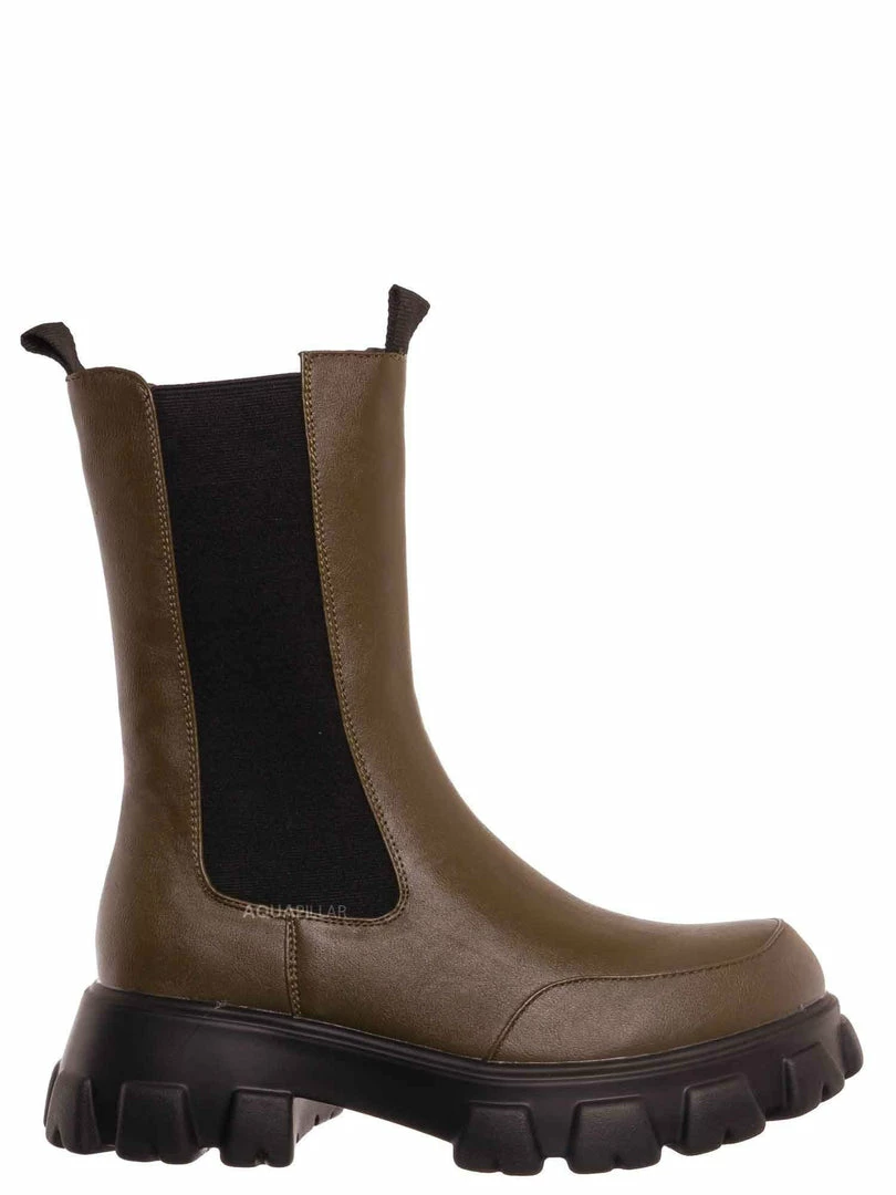 Bamboo New Tetris09 Calf High Chelsea Unisex Dress Boots