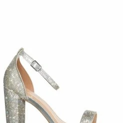 Delicious Lily Rhinestone Two Piece Block Heel Sandal - Women Sparkling Shoe New