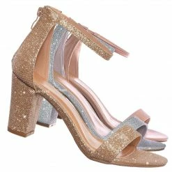 Top Moda Hannah1 Chunky Heel Two Piece Sandal - Women Evening Open Toe Dress Shoes New