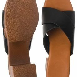 Top Moda Java80 Lightweight Faux Wooden Clog Sandal, Women Slipper Heels