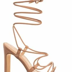 X2B Alaiya1 Leg Wrap Lace Up High Heel Sandal, Women Dress Shoes