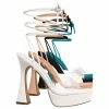 Liliana New Aja2 Hourglass Heell Leg Wrap Sandal, Women Lucite Dress Shoes