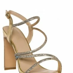 X2B New Ally5 Rhinestone Crystal Block Heel Dress Sandal, Womens Dance Shoes