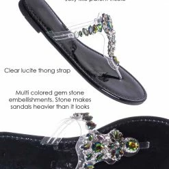 Vigo Fiore Fei2 Rhinestone Slip On Thong Sandal - Womens Crystal Open Toe Lucite Slides New