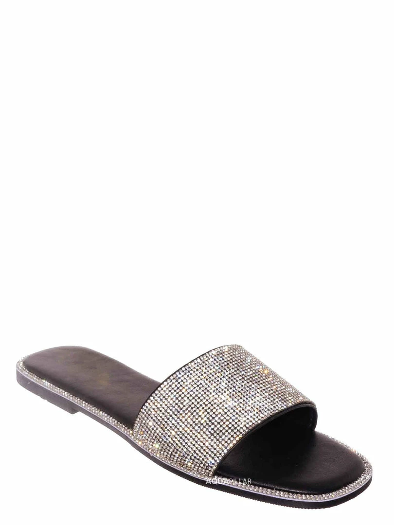 Bonnibel Amita3 Rhinestone Slip On Flat Sandal, Women Slipper New