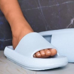 Forever Link Meek02 Lightweight Pillow Slide, Womens Flat Sandal