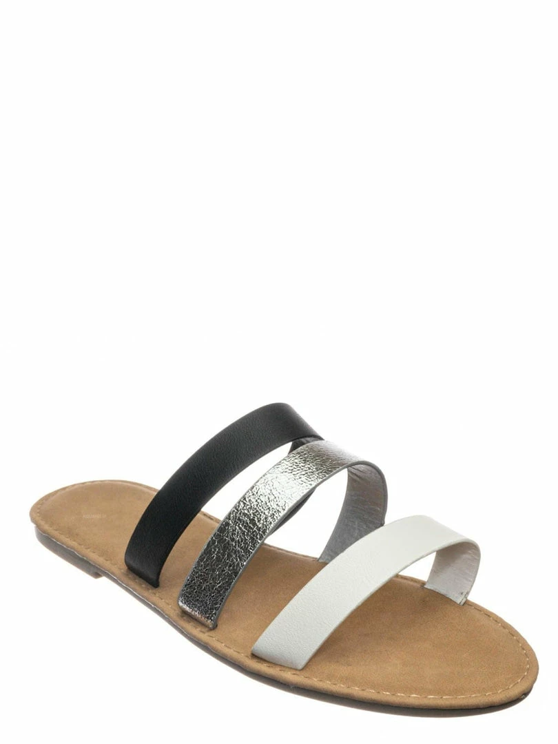 Sunny Feet Waterfront70 3 Strap Open Toe Slide In Sandal - Women Color Block Slippers