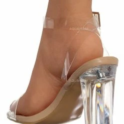 Forever Link Veronica28 Clear Glass High Heel Sandal, Womens Lucite Shoes