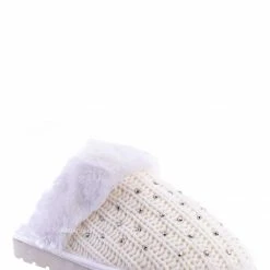 Bamboo Snuggle06 Furry Flatbed Sweater Moccasin Slipper -Women Knitted Fur Winter Slide New