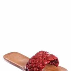 Bamboo Sunbathe78 Flat Puffy Woven Sandal - Women Summer Open Toe Slide In Weaving Mule New